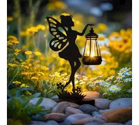 GIGALUMI Statua di Fata in Ferro, Ornamento da Giardino per Esterni, con Luci a Energia Solare, Impermeabile, Decorazione per Patio, Cortile, Regali Unici per la Mamma (Confezione da 1)