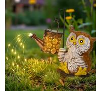 GIGALUMI Statua solare da giardino gufo statuetta con annaffiatoio luci, decorazione da giardino regali unici per mamma, regali per donne, decorazione per patio, esterni, cortile