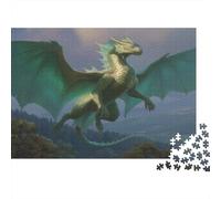 Gigante Due Puzzle Per Adulti |Winged Pearlescent Green Drago| 1000pcs (75x50cm) Puzzle Giochi Educativi,decorazioni Per La Casa