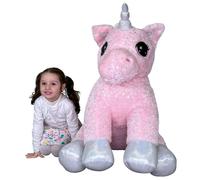 Gigante Peluche Unicorno Rosa 95 cm Seduto Pony Cavallo Magico