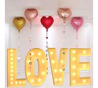 Gigante romantico cartello d'amore luminoso e 5 palloncini a forma di cuore con ciondolo I Love You, luci a forma di lettera per San Valentino e festa di nozze, 120 cm