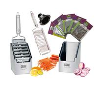 Gigantesco 4-fach Tagliaverdure Con Multi-Box E 5 Aggiuntive Inserti Inox