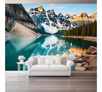 Giganti Carta Da Parati Fotografica 250 x 175 cm, Natura Montagne Lago Riflesso Temi Poster Murale Decorazione par Ristorante Soggiorno Tv Parete Camera Letto, Blu Stampa Carta Da Parati