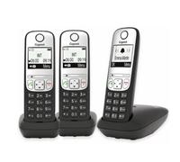 Gigaset A690 Trio Nero Trio di telefoni cordless ECO DECT con display grafico in bianco e nero e lungo raggio d'azione