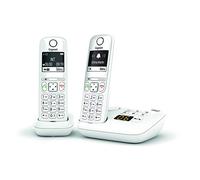 Gigaset AS690A Duo - Telefono fisso wireless con segreteria telefonica, 2 combinati con ampio display retroilluminato per un display ultra leggibile, funzione blocco chiamate - bianco [versione