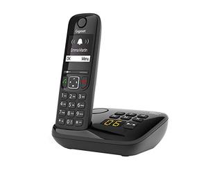 Gigaset AS690A - Schnurloses Telefon mit Anrufbeantworter - DECT-Telefon mit Freisprechfunktion, großes Display und großen Tasten - Festnetztelefon, schwarz