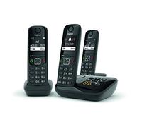 Gigaset AS690A Trio - Telefono fisso senza fili con segreteria telefonica, 3 cellulari, colore: Nero