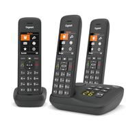Gigaset C575A Trio - Cordless Trio con segreteria telefonica - possibilità di passare la chiamata da un portatile all'altro, Nero [Versione Italiana]