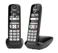 Gigaset E275 Duo - Due telefoni portatili DECT - Cordless - Tasti e Numeri Grandi - Compatibile con Apparecchi Acustici, Nero [Versione Italiana]