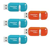Gigastone 128 GB Chiavetta USB 2.0, Confezione da 5, V10 Serie, Unità Flash USB Retrattili per PC Laptop MacBook Computer, Compatibile con Windows Mac Linux, Colore Misto - Rosso Turchese