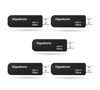 Gigastone 128 GB Chiavetta USB 2.0, Confezione da 5, V30 Serie, Flash Drive retrattile, Ideale per PC Computer MacBook, Compatibile con Windows Mac Linux, Pen Drive stile alla moda - Nero