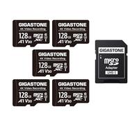 GIGASTONE 128GB 5-Pezzi Micro SD Card, Video Pro 4K, Sorveglianza, Telecamera di Sicurezza, Action Camera, Drone, Scheda di Memoria MicroSDXC UHS-I Classe 10, 85MB/s, con Adattatore