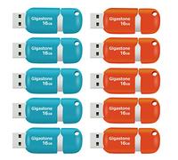 Gigastone 16 GB Chiavetta USB 2.0, Confezione da 10, V10 Serie, Unità Flash USB Retrattili per PC Laptop MacBook Computer, Compatibile con Windows Mac Linux, Colore Misto - Rosso Turchese