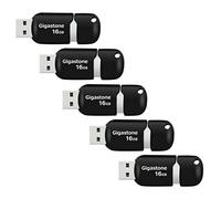 Gigastone 16 GB Chiavetta USB 2.0, Confezione da 5, V10 Serie, Unità Flash USB per PC Laptop MacBook Computer, Compatibile con Windows Mac Linux, senza Cappuccio, Colore - Nero