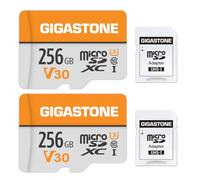 GIGASTONE 256GB 2-Pack Micro SD Card, 4K Video Pro, Sorveglianza, Telecamera di sicurezza, Action Camera, Drone, 100MB/s MicoSDXC Scheda di Memoria UHS-I V30 Classe 10