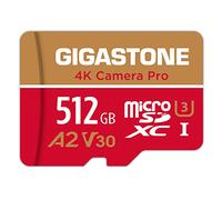 Gigastone [5 Anni Recupero Dati Gratuito] Scheda di Memoria 512 GB 4K Fotocamera Pro, Compatibile con GoPro Drone Switch, Velocità 100 MB/s. 4K Video, A2 U3 V30 Scheda Micro SDXC con adattatore SD.