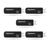 Gigastone 64 GB Chiavetta USB 2.0, Confezione da 5, V30 Serie, Flash Drive retrattile, Ideale per PC Computer MacBook, Compatibile con Windows Mac Linux, Pen Drive stile alla moda - Nero