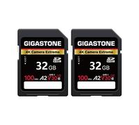 GIGASTONE A2 V30 Scheda di Memoria SDHC 32 GB, Set da 2, 4K Camera Extreme, Velocità 100 MB/s per Fotocamera Canon Nikon Sony Panasonic, U3 UHS-I Classe 10 per 4K UHD Video, con 2 mini custodie