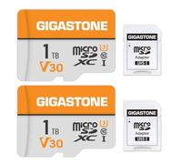 GIGASTONE Micro sd 1 TB, Set da 2, U3 C10, per Telefono Fotocamere Videocamere Dashcam GoPro DJI Drone Fino a 100 MB/s con Adattatore Scheda Micro SD