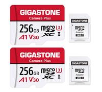 GIGASTONE Micro SD 256 GB, Camera Plus, Set da 2, A1 U1 C10 UHS-1, Per GoPro Fotocamera Videocamera, Velocità Fino a 100/60 MB/s, con Adattatore Scheda SD