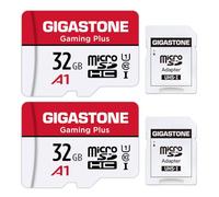 Gigastone Micro SD 32 GB, Gaming Plus, Set da 2, Per Nintendo Switch Gopro Fotocamere Videocamera Tablet, Velocità Fino a 90/20 MB/Sec (R/W) + Adattatore Scheda SD, UHS-I A1 U3 V30 MicroSDXC