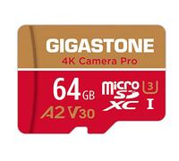 Gigastone Scheda di memoria 64 GB 4K Fotocamera Pro, compatibile con GoPro Drone Switch, Velocità 95 MB/s. per 4K Video, A2 U3 V30 Micro SDXC Card con adattatore SD.