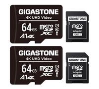 GIGASTONE Scheda di Memoria Micro SDXC da 64 GB e Adattatore SD, Set da 2, A1 U3 4K, Fino a 90 MB/s di Lettura, 30 MB/s di Scrittura per Videocamere Tavoletta Dashcam GoPro Canon Nikon DJI Drone