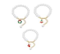 GIGB PBDK Braccialetto con catena dorata e perle grosse, braccialetto barocco regolabile con Babbo Natale, ghirlanda di Natale, calza di Natale, pupazzo di neve, gioielli invernali per le vacanze