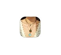 GIGB PBDK Collana con ciondolo turchese a tre strati, stile bohémien, collana girocollo vintage con cristallo verde sole, regolabile, in pelle scamosciata occidentale, gioiello da donna, Grande, Lega