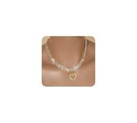 GIGB PBDK Collana tennis da donna in argento con ciondolo a forma di cuore con strass e zirconia cubica scintillante, collana girocollo scintillante con zirconia cubica, accessorio per abito da sera