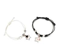 GIGB PBDK Coppia di bracciali abbinati a forma di stella, regolabile, con coulisse, amicizia Bestie, braccialetto in corda intrecciata, fatto a mano, regalo per anniversario, San, Large, Lega di