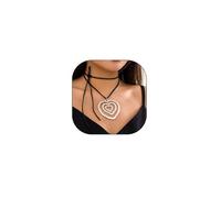 GIGB PBDK Girocollo da donna con grande ciondolo a forma di cuore cavo, stile boho, vintage, regolabile, in velluto, corda di velluto, girocollo in pelle scamosciata con cuore esagerato Y2K, Large