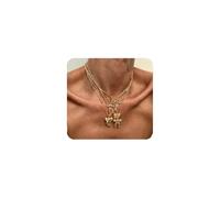 GIGB PBDK Graziose collane con fiocco dorato da donna, con ciondolo a fiocco delicato impilabile, collana corta con fiocco in argento, collana a strati con nastro argentato, gioielli alla moda, Large