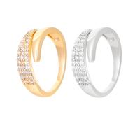 GIGB PBDK Semplici anelli aperti con strass da donna, set di anelli in argento massiccio alla moda in oro, anello per pollice, scintillante fascia di fidanzamento per matrimonio, Metallo, Nessuna