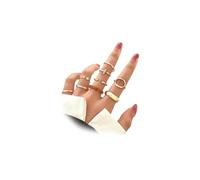 GIGB PBDK Set di anelli impilati in oro massiccio, vintage, classici, aperti, ovali, demo, ambra, in resina acrilica, non si ossidano, gioielli da donna, Lega di acciaio, Nessuna pietra preziosa