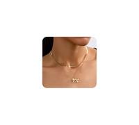 GIGB PBDK Set di collane con fiocco a strati in oro per le donne alla moda vintage impilabile Bowknot a spina di pesce Choker Charm personalizzato collana con fiocco accessorio per gioielli da sposa