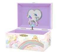 Giggle & Honey Portagioie Bambina - Cofanetto Musicale per Bambini con Unicorno Rotante, Regali di Compleanno Unicorno per Bambine, Portagioie, 15,2 x 11,8 x 8,9 cm - Età 3-10 anni, Viola