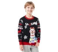 Giggling Getup Brutto maglione natalizio per bambini, con illuminazione a LED, colore nero, in alpaca, brutto maglione natalizio per bambini, Nero , 8-10 anni