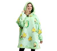 Giggling Getup Felpa con Coperta Indossabile per Donne e Uomini - Felpa con Coperta Oversize in Flanella e Sherpa Fleece, con Tasca e Maniche, Coperta, Regali di Compleanno per Adulti, Avocado