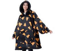 Giggling Getup Felpa con Coperta Indossabile per Donne e Uomini - Felpa con Coperta Oversize in Flanella e Sherpa Fleece, con Tasca e Maniche, Coperta, Regali di Compleanno per Adulti, Pizza