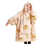 Giggling Getup Felpa con Coperta Indossabile per Ragazze e Ragazzi - Felpa con Coperta Oversize in Flanella e Sherpa Fleece, con Tasca e Maniche, Coperta, Regali di Compleanno per Bambini, Gatto