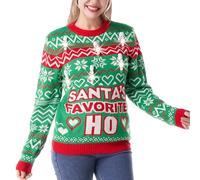 Giggling Getup Maglione natalizio brutto con lampadine a forma di bastoncino di zucchero, maglione natalizio a maniche lunghe brutto maglione lavorato a maglia per donne e uomini, Verde, M