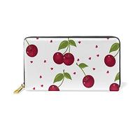 GIGIJY Carino Cherry Design Borsa Multi Porta Carte di Credito per le Donne Vera Pelle Zip Portafoglio Lungo, Multi, Taglia unica