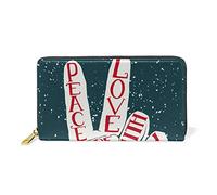 GIGIJY Creativo Due Mano Segno di Pace Borsa Multi Porta Carte di Credito Borsa per le Donne Vera Pelle Con Cerniera Portafoglio Lungo, Multi, Taglia unica