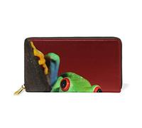 GIGIJY Red Eye Tree Frog Pattern borsa multi porta carte di credito borsa per le donne in vera pelle con cerniera portafoglio lungo, Multi, Taglia unica