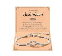 Gigikill Confezione da 2 braccialetti dell'amicizia da donna, design con nodo d'amore, braccialetti con zirconia cubica, ipoallergenici, senza nichel, regalo per migliore amica, sorella, compleanno