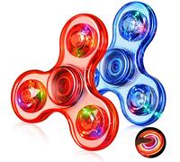 Gigilli Fidget Spinner, confezione da 2 giocattoli con luci a LED, per bambini e adulti, fidget spinner con cristalli che si illuminano al buio, premi di compleanno per bambini dai 4 ai 8 ai 12 anni