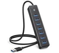 GiGimundo PG7U Hub USB 3.0 7 Porte con Cavo Corto da 0.5M, Porta di Ingresso Alimentazione 5V/3A, Porta USB Multipla per PC Laptop, MacBook più Vecchi, PS4, PS5, Tastiera, Mouse, Unità Flash