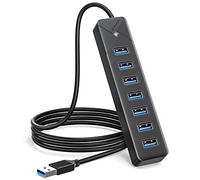 GiGimundo PG7U Hub USB 3.0 7 Porte con Cavo Lungo 1M, Porta di Ingresso Alimentazione 5V/3A, Porta USB Multipla per PC Laptop, MacBook più Vecchi, PS4, PS5, Tastiera, Mouse, Unità Flash