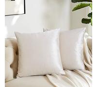 GIGIZAZA Avorio Lusso Cuscino Copre Caso, La Striscia di Velluto Accento a Cuscino, Miglior Decorativi Square sham Cuscino Copre per Divano Divano Letto Arredamento 50x50cm Set di Due
